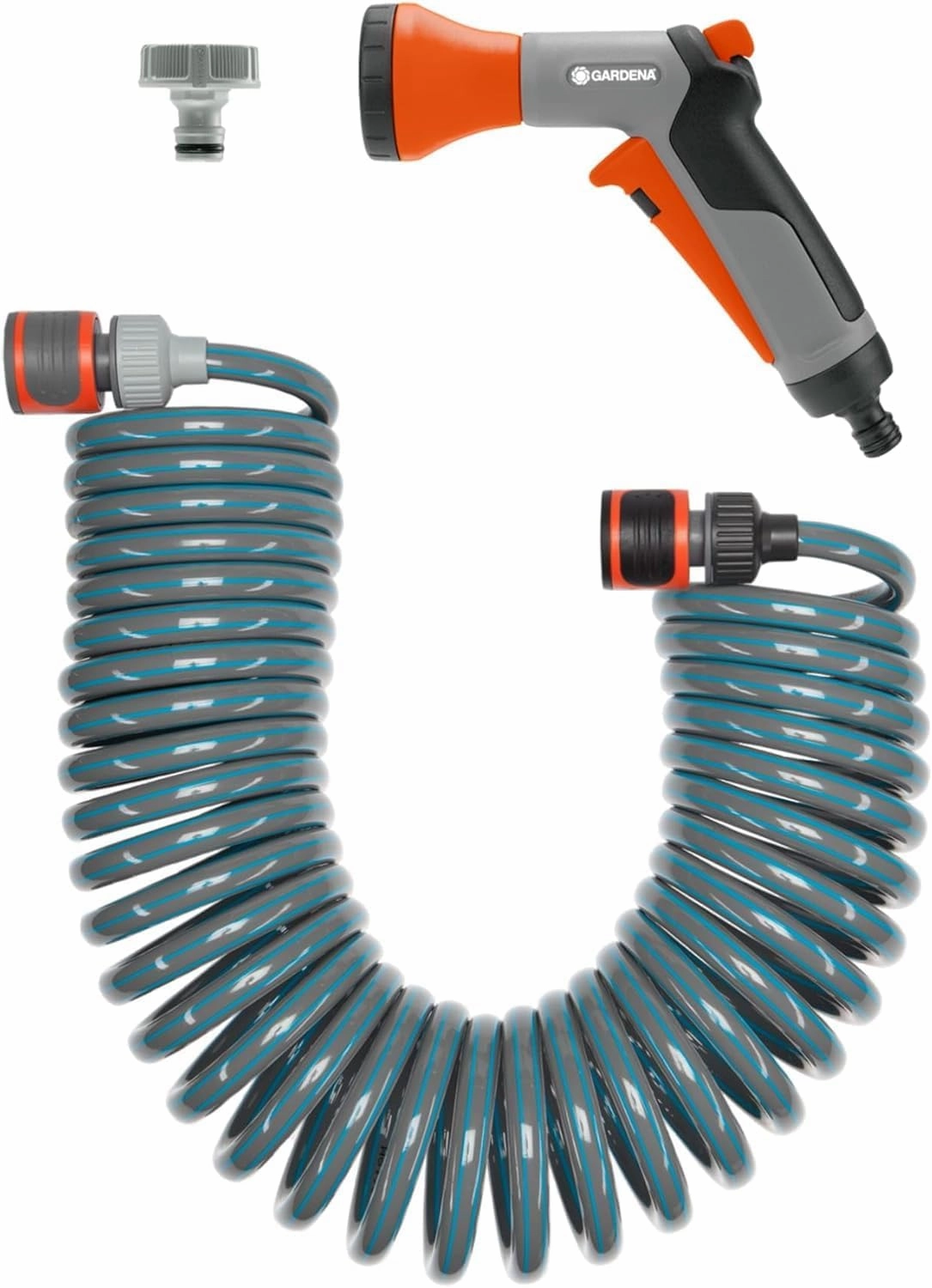 Gardena 4647-U 33-Foot Spiral Coil Garden Hose and Nozzle Set