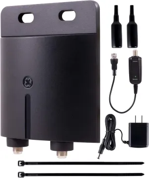 GE Pro Outdoor Antenna Amplifier, Low Noise Antenna Signal Booster, Clears Up Pixelated Low-Strength Channels, Supports HD Smart TV VHF UHF – 42179