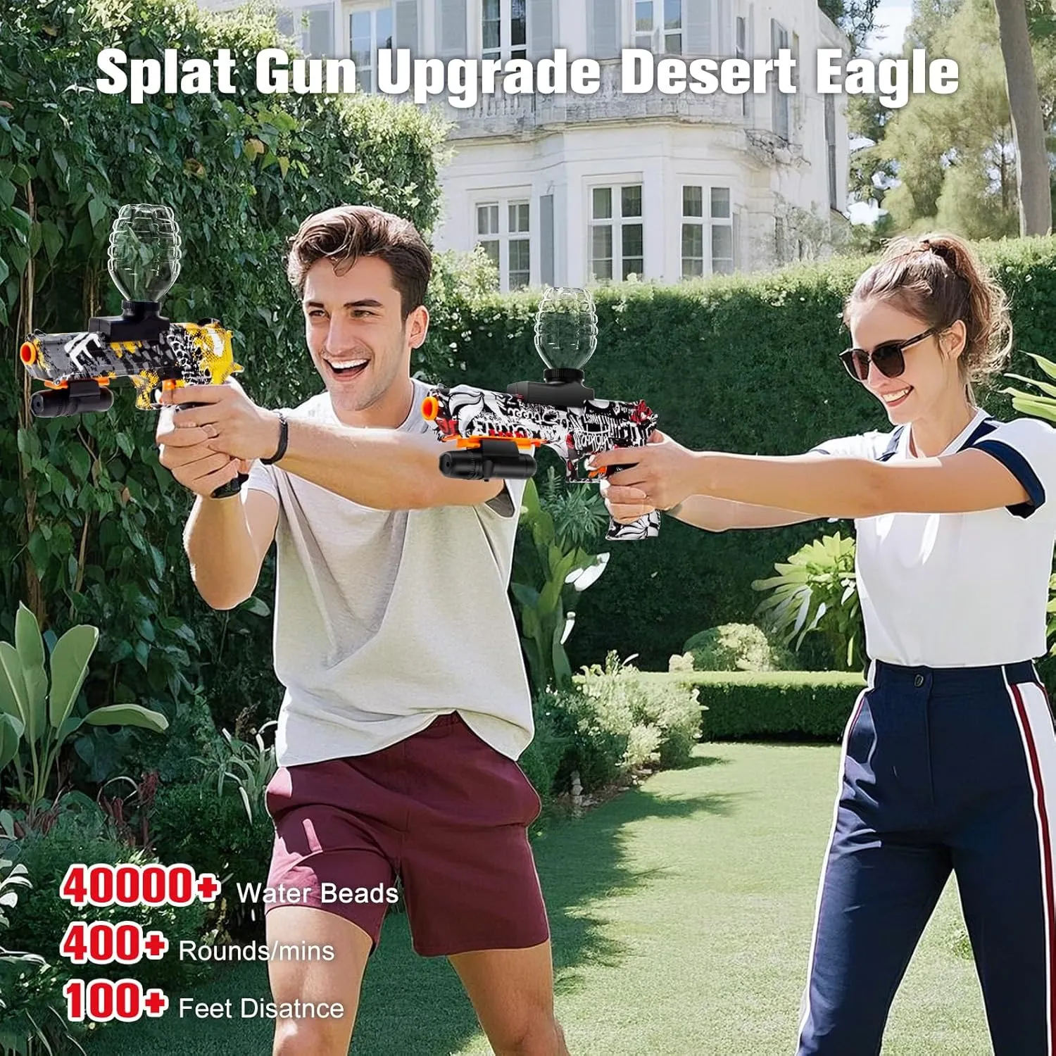 Gel Gun Blaster Automatic with Sight, Electric Top-Loading Gel Ball Splatter Blaster Gun for Enhanced Aiming, Splat Gun Water Drop for Outdoor Activities Team Shooting Games, Ages 14  (Red)