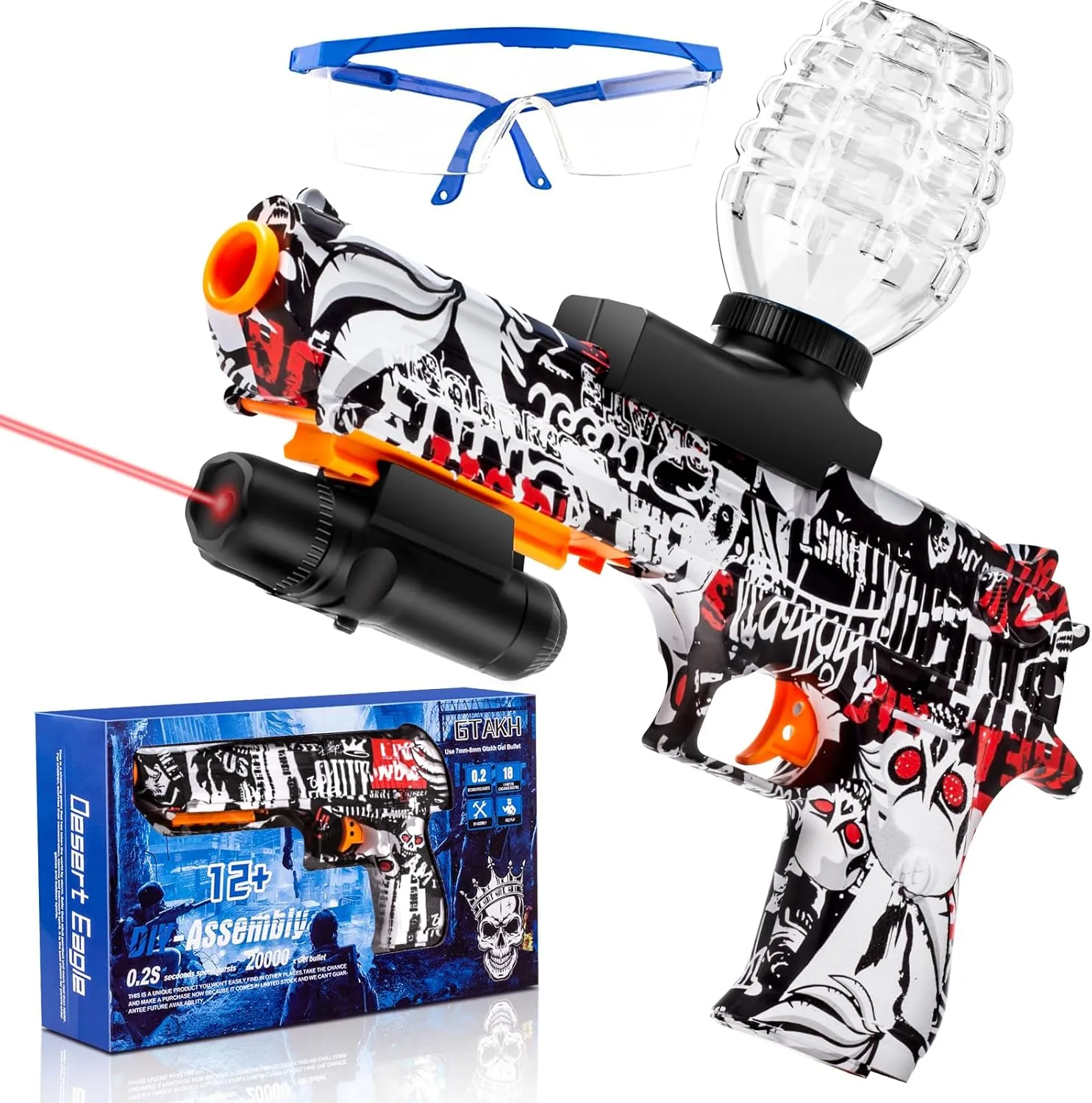 Gel Gun Blaster Automatic with Sight, Electric Top-Loading Gel Ball Splatter Blaster Gun for Enhanced Aiming, Splat Gun Water Drop for Outdoor Activities Team Shooting Games, Ages 14  (Red)