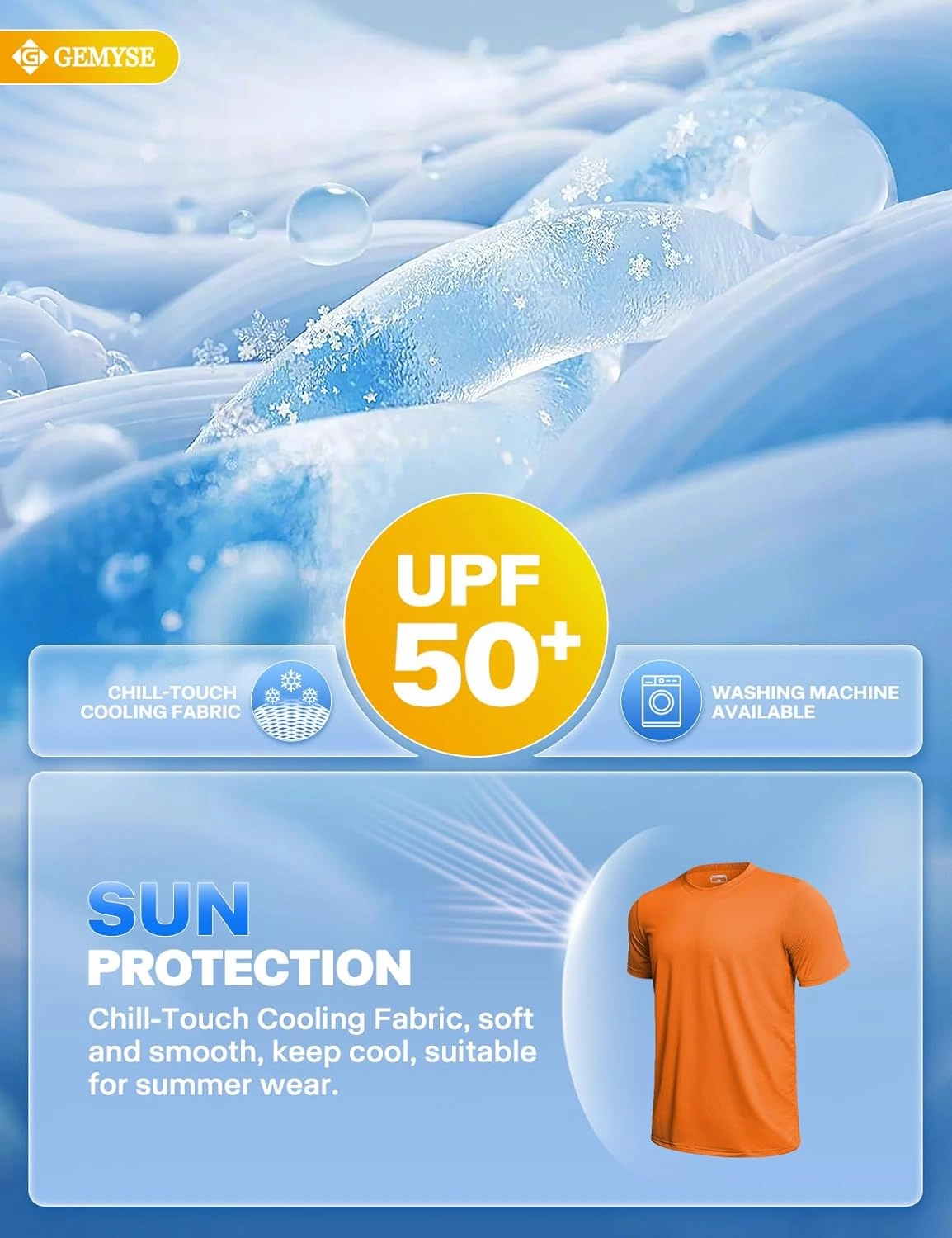 GEMYSE Men's Running Short Sleeve Shirt Sun Protection Quick Dry Moisture Wicking T-Shirts UPF 50  for Workout
