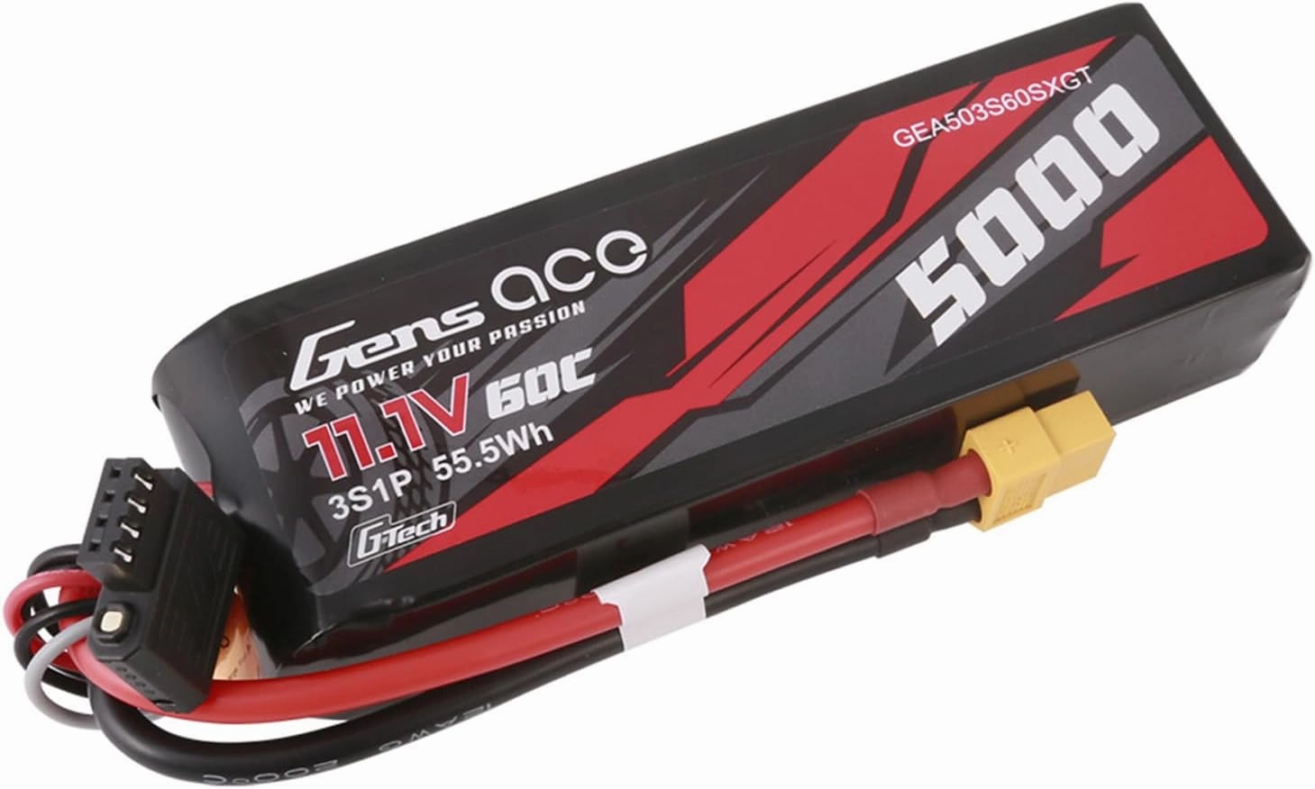 Gens ace G-Tech 5000mAh 60C 11.1V 3S Lipo Battery with XT60 Plug