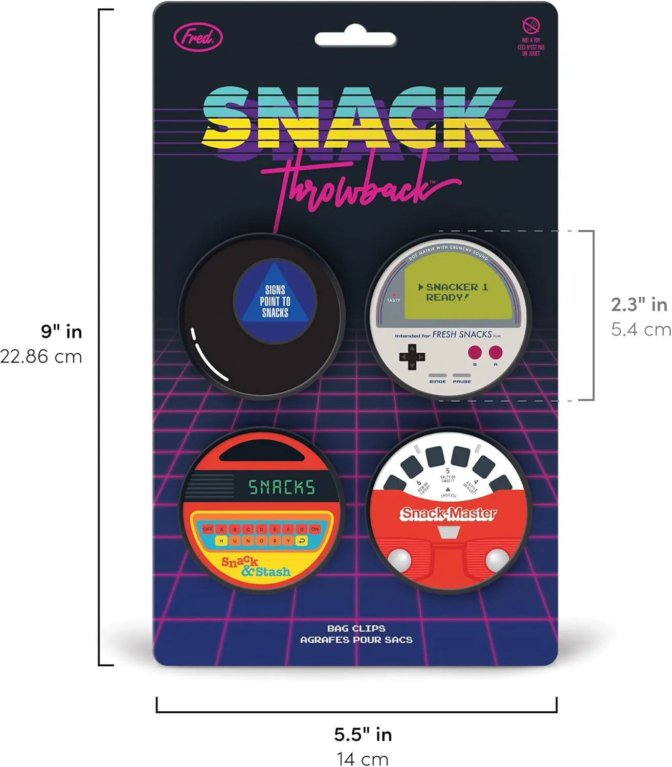 Genuine Fred Snack Throwback Bag Clips, Assorted, set of 4