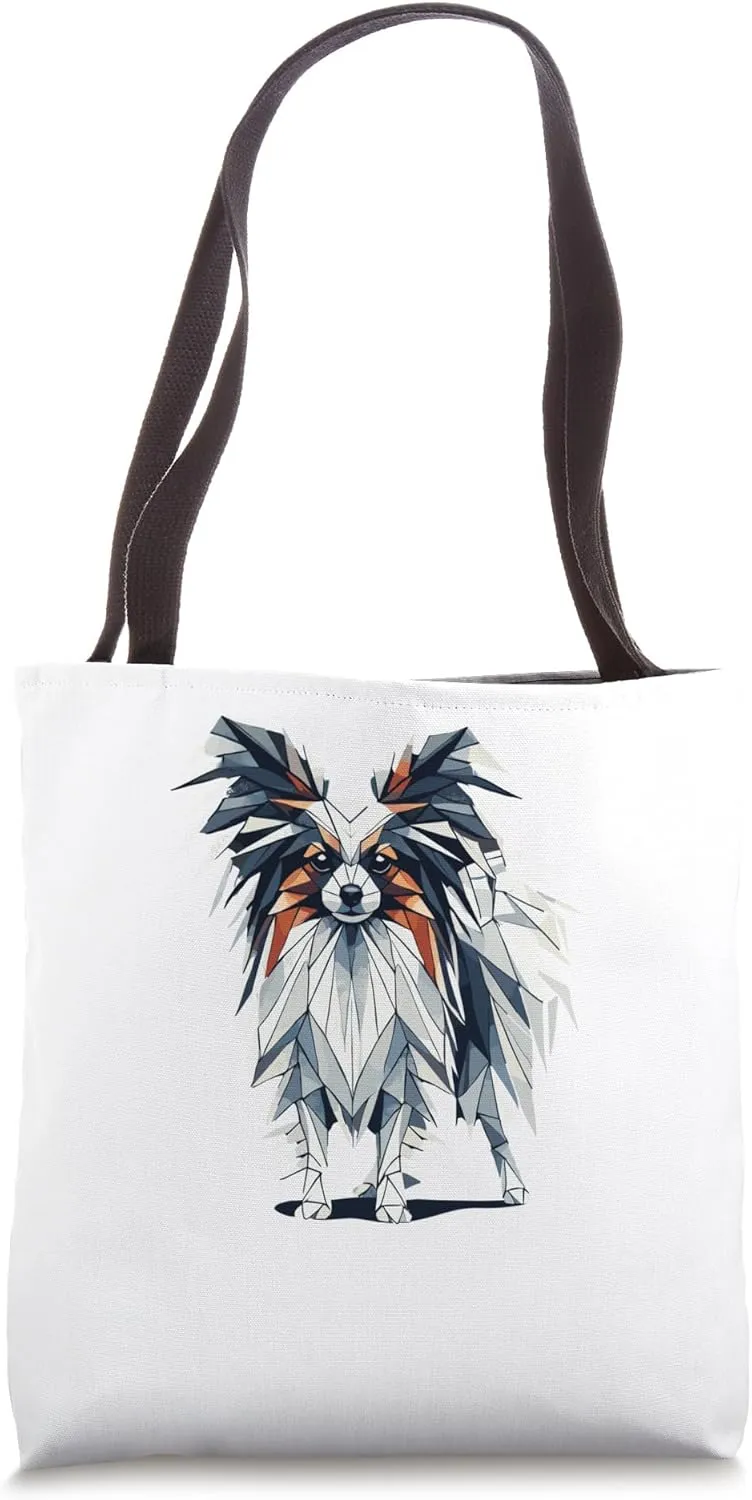 Geometric Art Papillon Dog Continental Toy Spaniel Tote Bag
