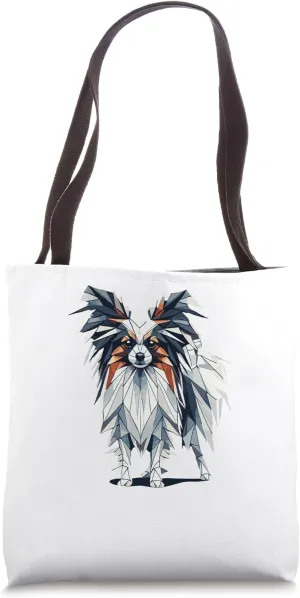 Geometric Art Papillon Dog Continental Toy Spaniel Tote Bag