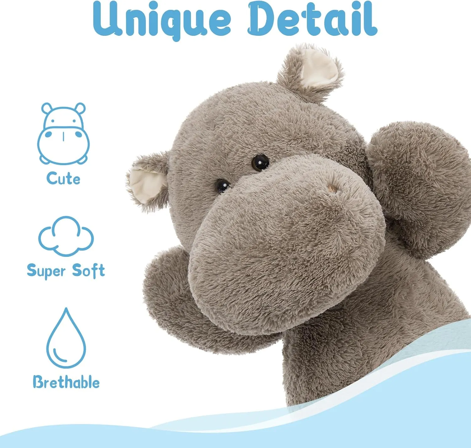 Giant Humongous Hippo Stuffed Animal, 36" Oversized Plush, Soft Hug Cute Jumbo Hippo Toy Plush Gift for Kids, Gray