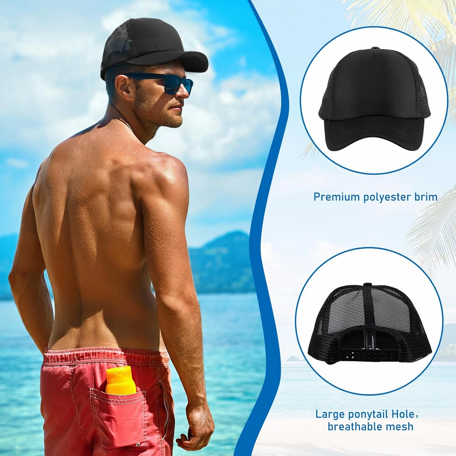 Giegxin 24 Pcs Trucker Hats Bulk Beach Hats for Men Mesh Back Ball Cap Rugged Classic Baseball Trucker Cap for Men and Women