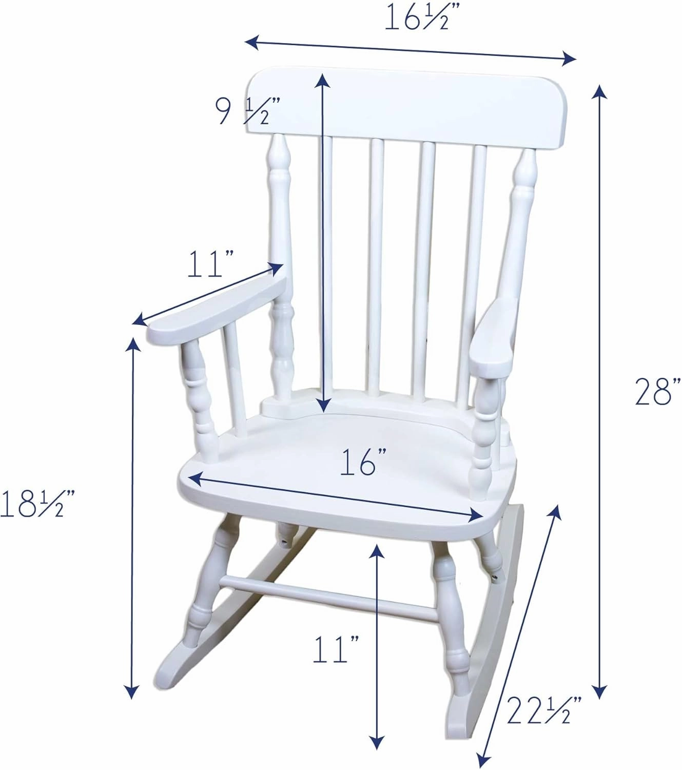 Girl's Personalized White Wood Rocking Chair Toddler Baby Gift (Classic Bunny)