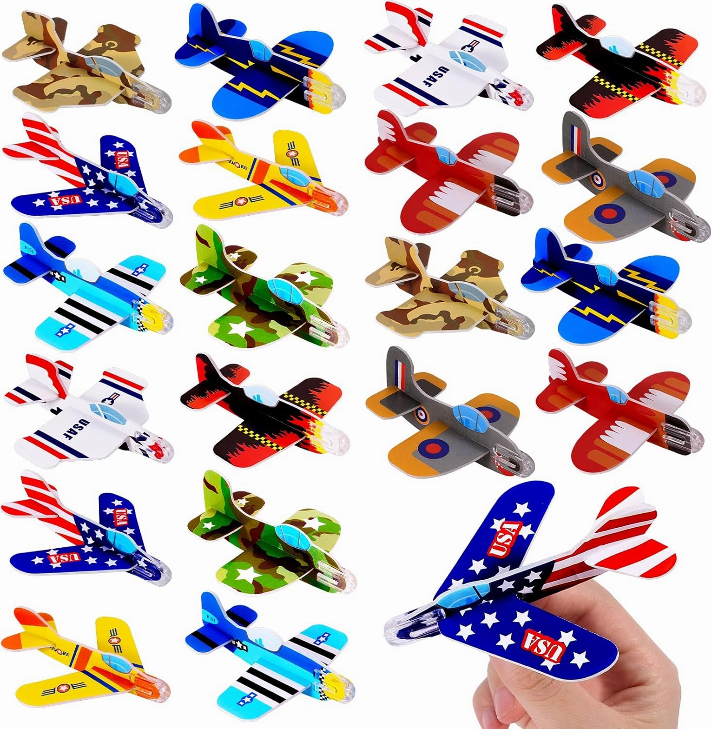 Glider Planes Bulk,72 Pack Foam Gliders for Kids,Lightweight Planes with 10 Designs,Individually Packed Outdoor Flying Toys,Foam Birthday Party Favor Airplane Toy for Boys Girls