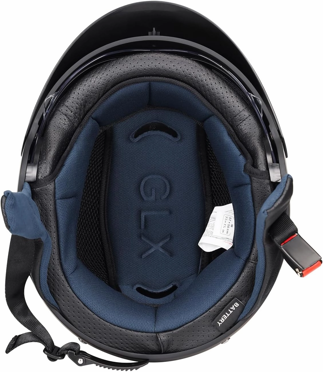 GLX M14 Open Face Motorcycle Helmet - Black, Large - DOT Approved