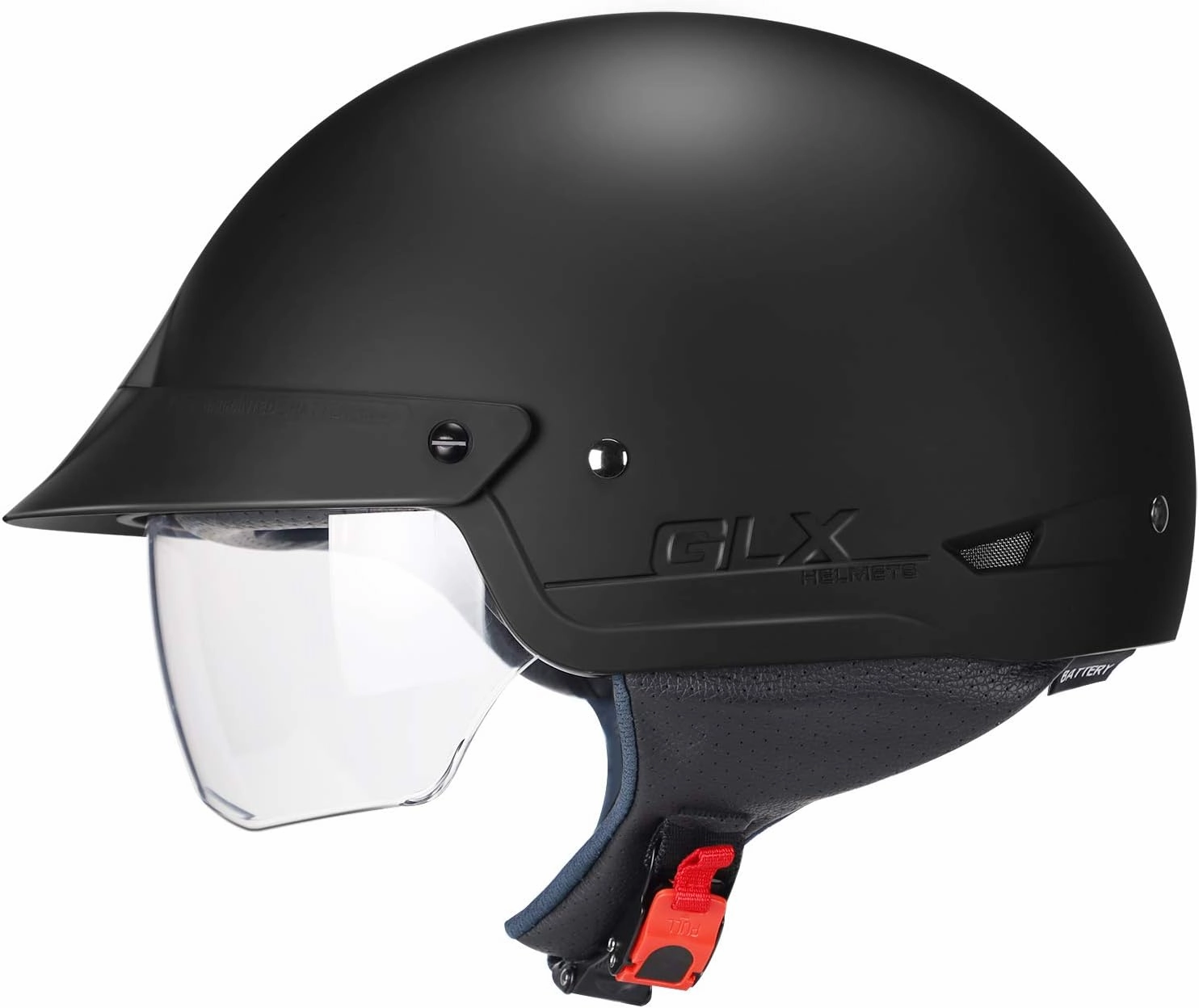 GLX M14 Open Face Motorcycle Helmet - Matte Black, Small - DOT Approved