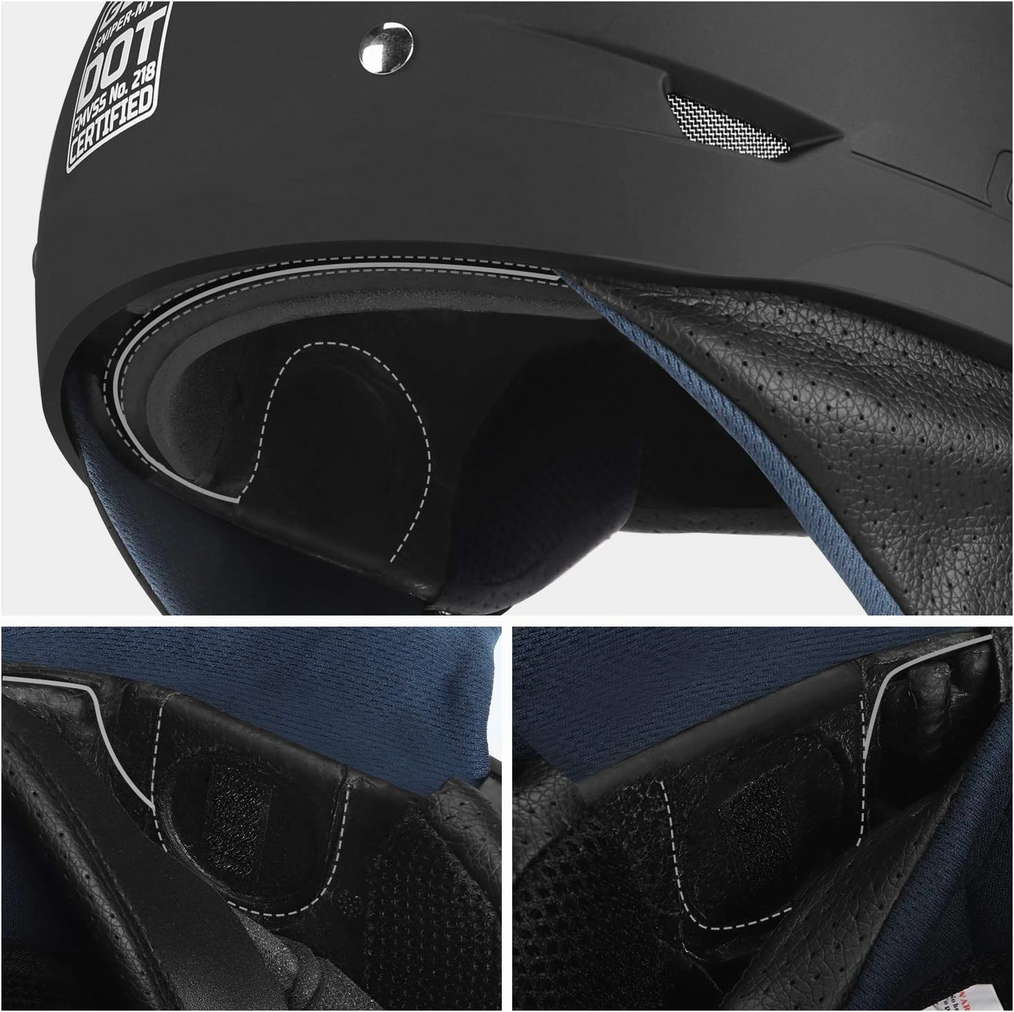 GLX M14 Open Face Motorcycle Helmet - Matte Black, Small - DOT Approved