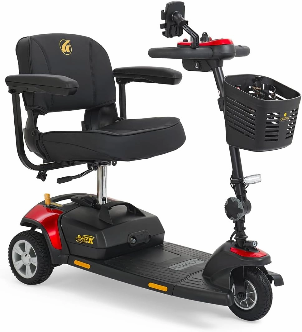 Golden Technologies Buzzaround XL 3 Wheel Power Scooter - GB117 with Free Accessories, Red
