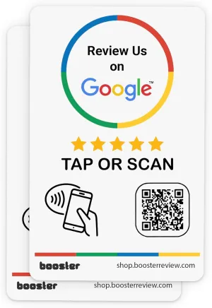 Google Review Tap Stickers by Booster Review: Smart Tap NFC & QR for Instant Reviews - iPhone & Android - Boost Business Reviews Quickly (2-Pack)