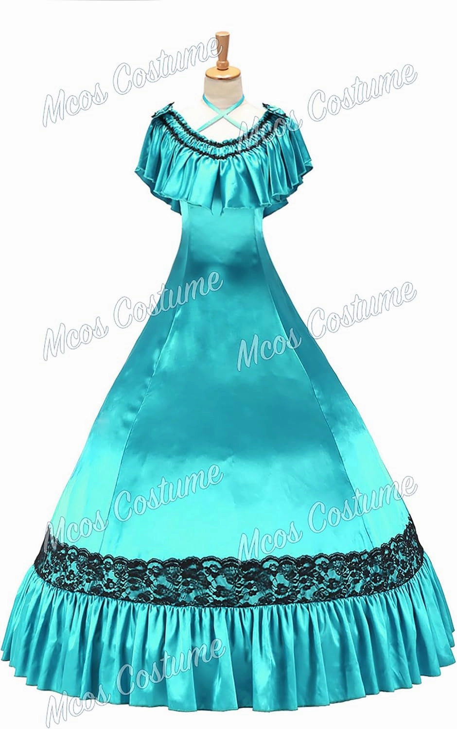Gorgeous Herrlich Elegant Lolita Doll Neck Strap Lace Ball Gown Dress Turquoise