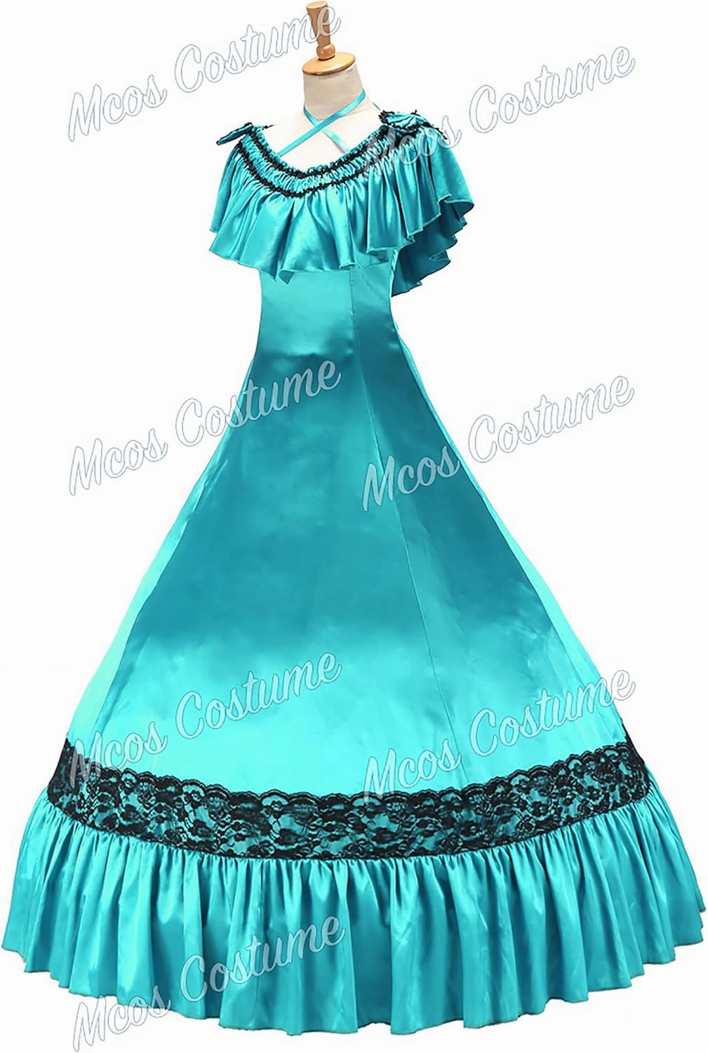 Gorgeous Herrlich Elegant Lolita Doll Neck Strap Lace Ball Gown Dress Turquoise