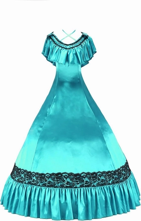 Gorgeous Herrlich Elegant Lolita Doll Neck Strap Lace Ball Gown Dress Turquoise