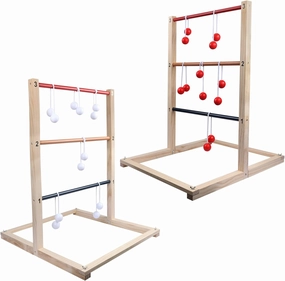 GOTHINK Wooden Ladder Toss Game Set - Finished Wood Toss Set with Ladder Ball Bolos - Indoor & Outdoor Game for Kids & Adults