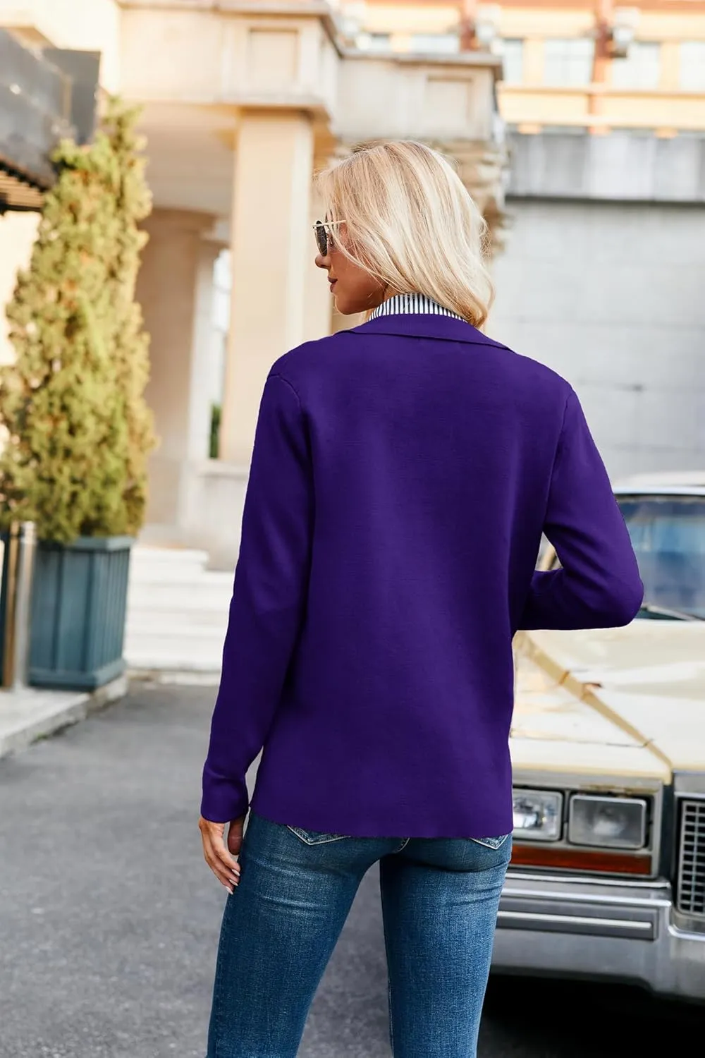 GRACE KARIN Women Casual Cardigan Knit Button Down Shirts Long Sleeve Shacket Jacket with Pockets