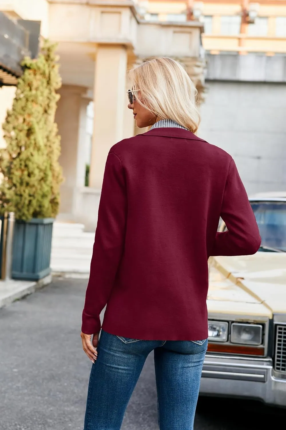 GRACE KARIN Women Casual Cardigan Knit Button Down Shirts Long Sleeve Shacket Jacket with Pockets