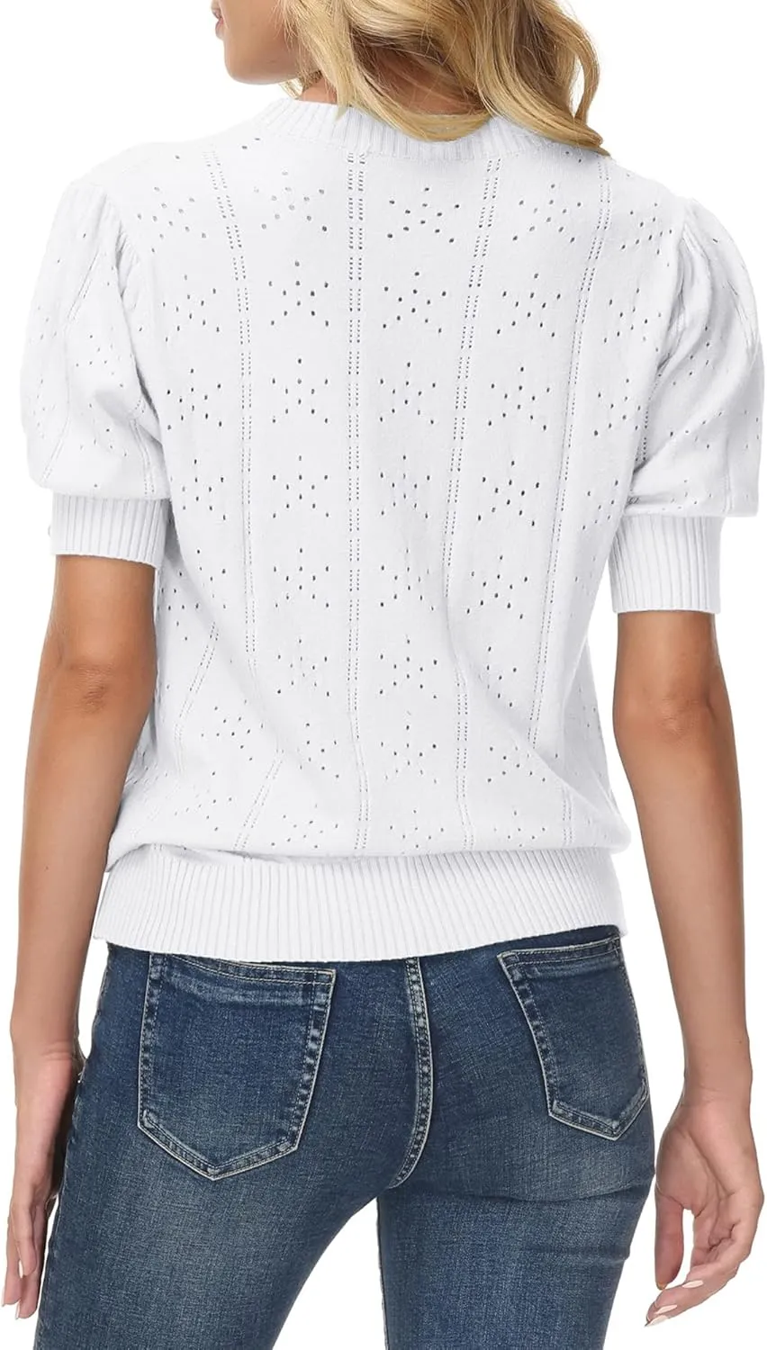 GRACE KARIN Womens Lightweight Thin Summer Pullover Sweater Cute Puff Short Sleeve Tops Pullover Shirt Knit Blouse