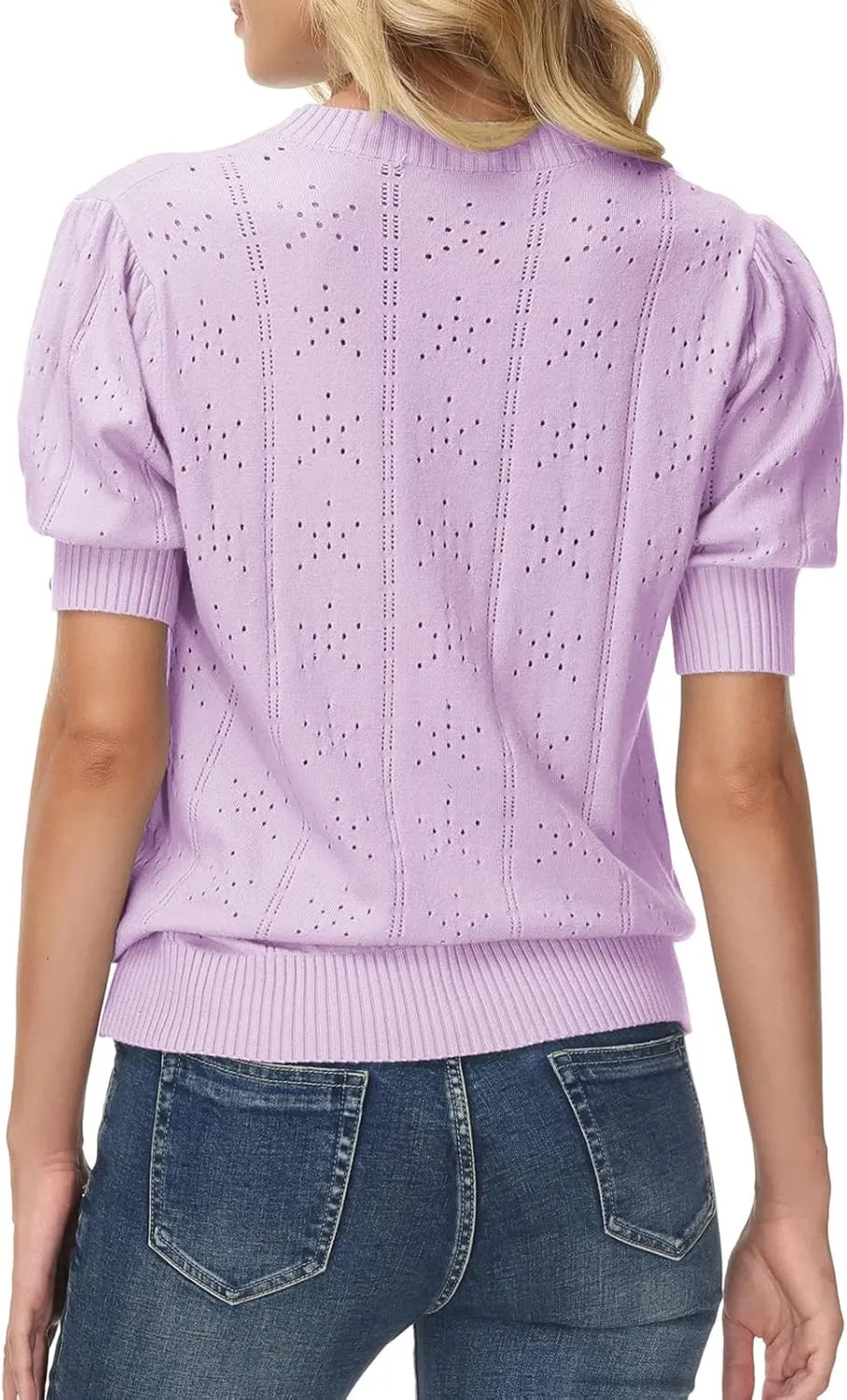 GRACE KARIN Womens Lightweight Thin Summer Pullover Sweater Cute Puff Short Sleeve Tops Pullover Shirt Knit Blouse