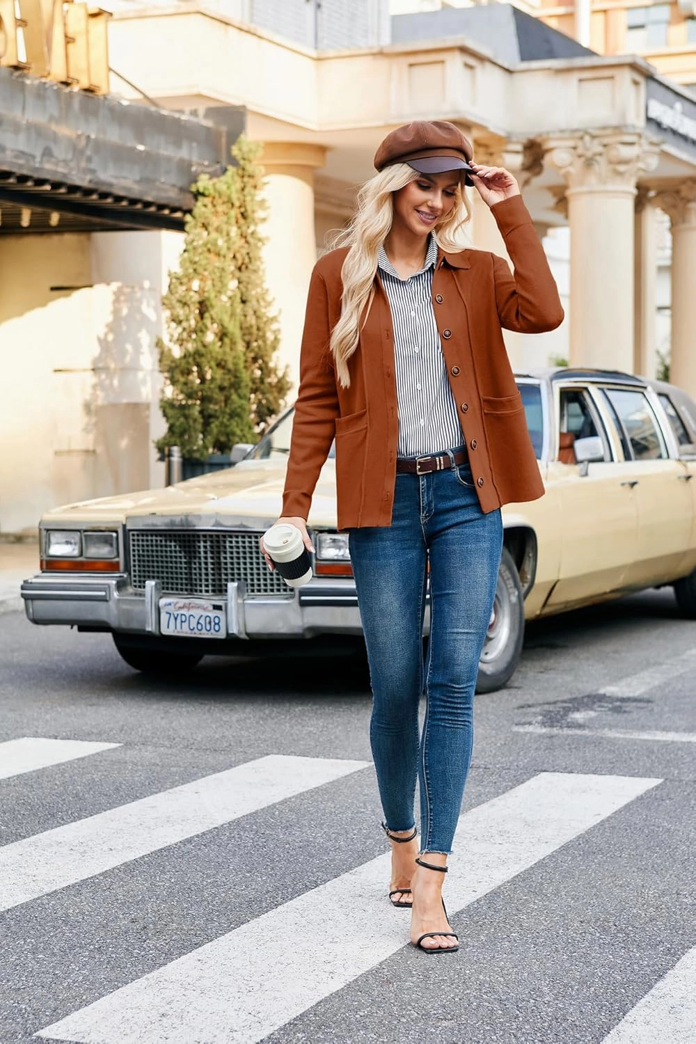 GRACE KARIN Women Casual Cardigan Knit Button Down Shirts Long Sleeve Shacket Jacket with Pockets