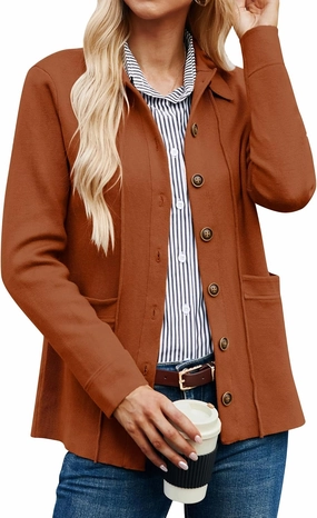 GRACE KARIN Women Casual Cardigan Knit Button Down Shirts Long Sleeve Shacket Jacket with Pockets