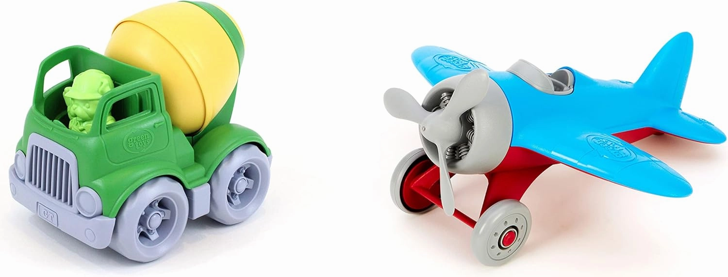 Green Toys Airplane Blue and Mixer Construction Truck
