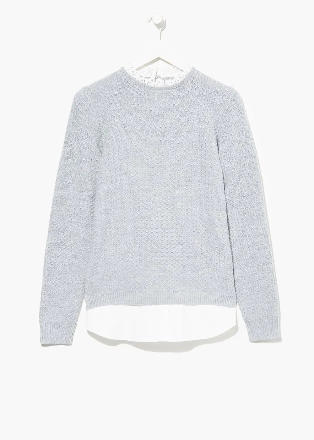 Grey 2 in 1 Frill Neck Jumper