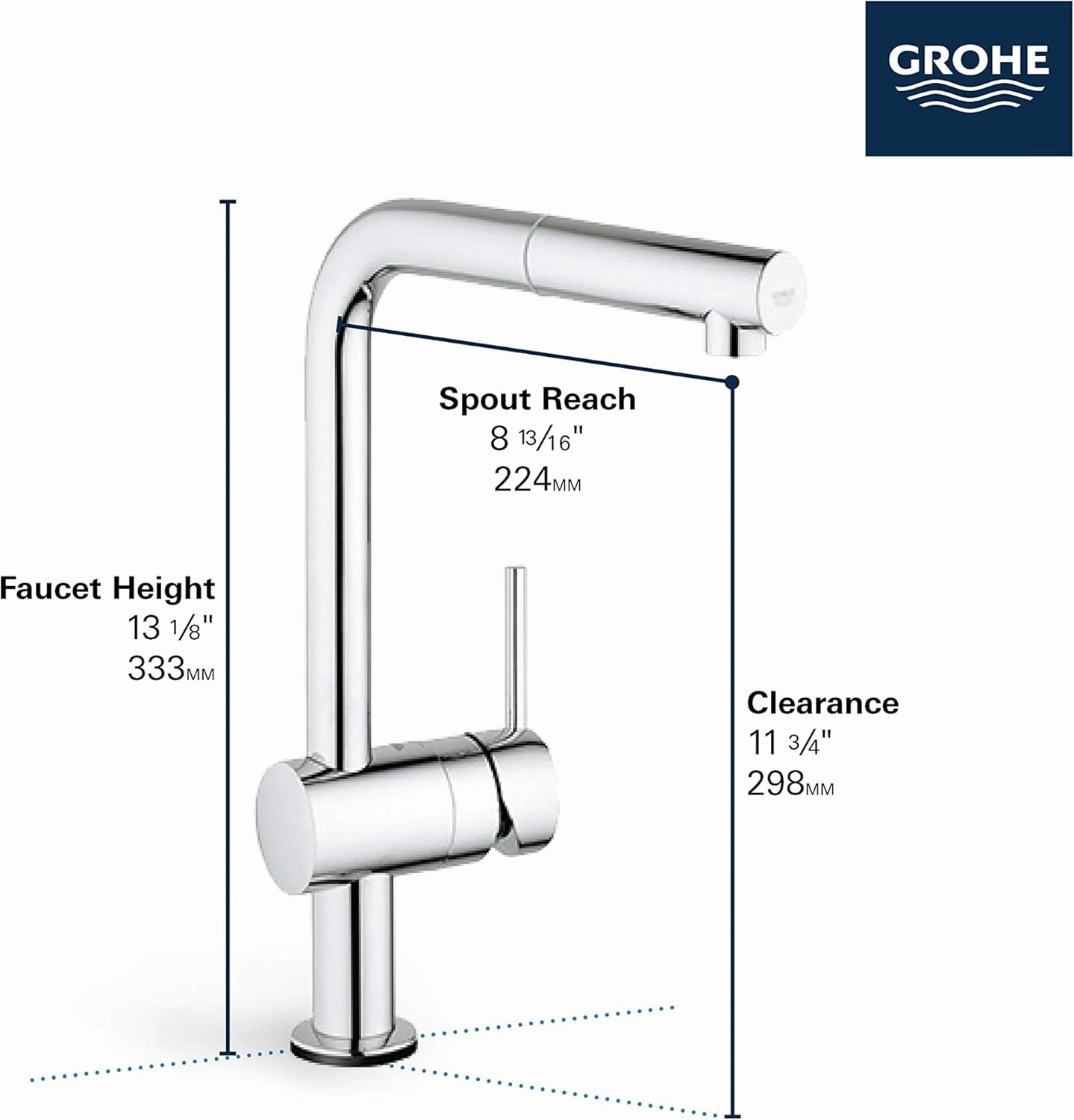 GROHE Minta Touch Single-Handle Pull-Out Kitchen Faucet, StarLight Chrome