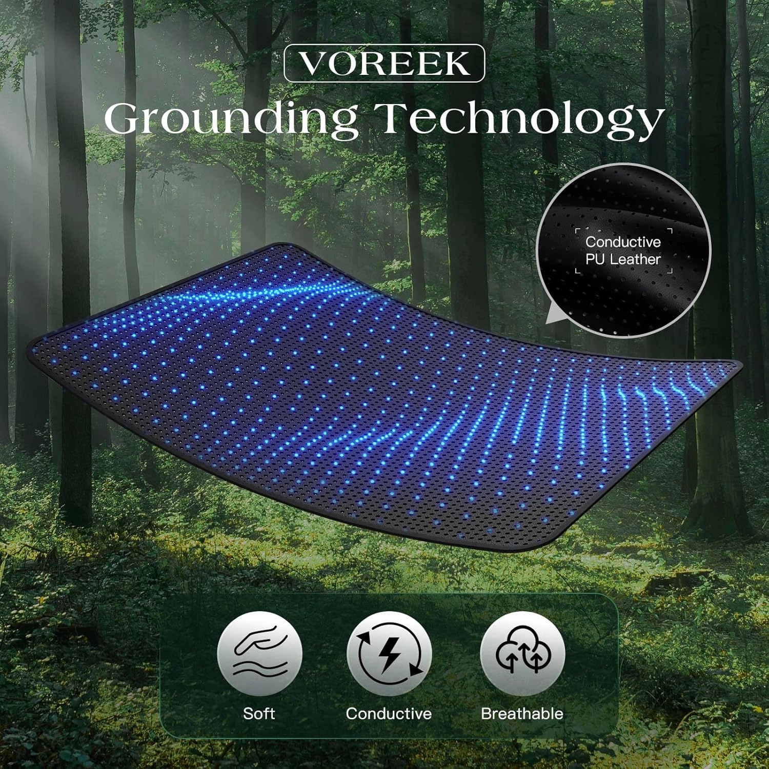 Grounding Mat for Bed, Earth Connected Mattress Cover Grounding Pad Grounded Kit, Grounded Cord Included, Black (Full 27"x54")