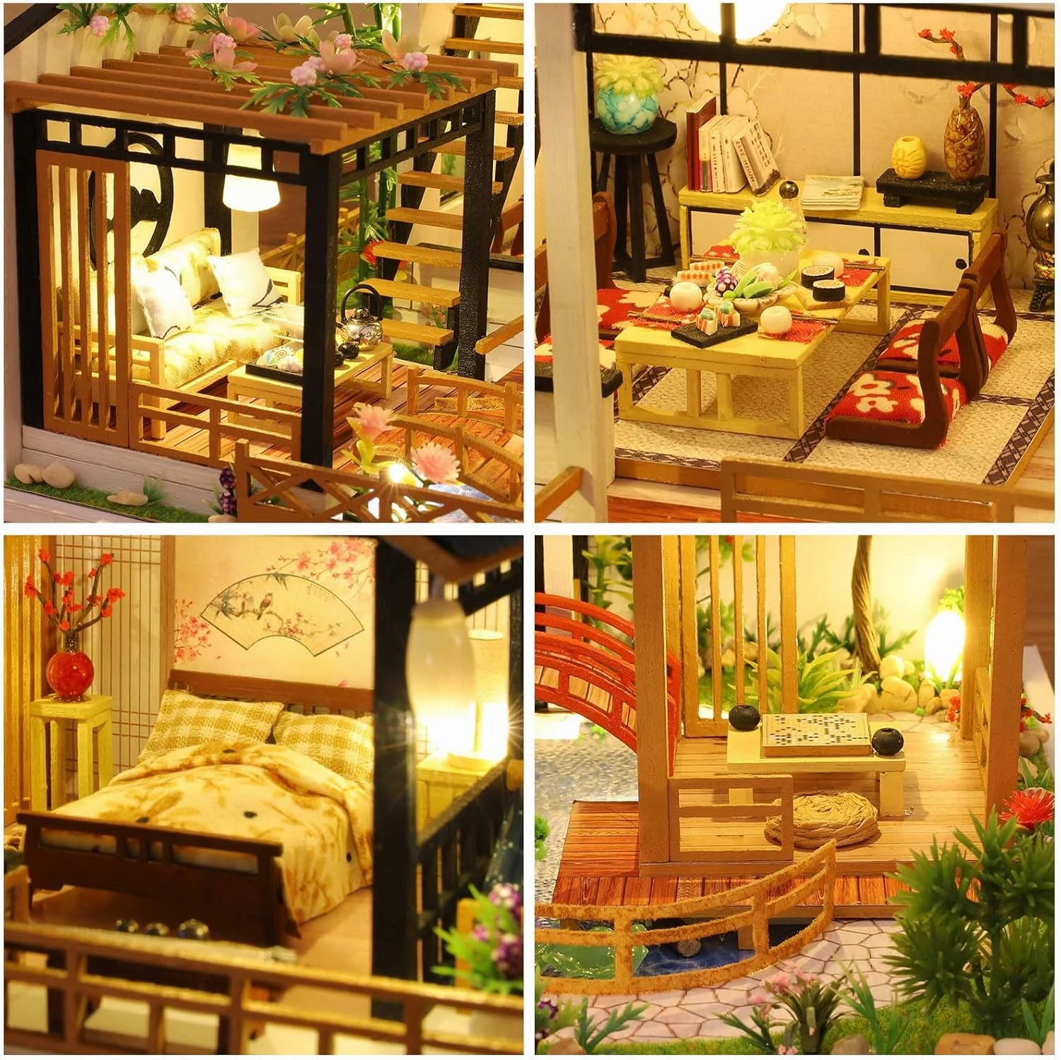 GuDoQi DIY Miniature Dollhouse Kit, Tiny House kit with Furniture, Miniature House Kit 1:24 Scale, Great Handmade Crafts Gift for Birthday Easter Day, Villa with Courtyard
