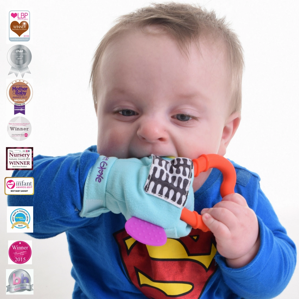 Gummee Deluxe Pack-Gummee Glove Turquoise and Link N Teethe