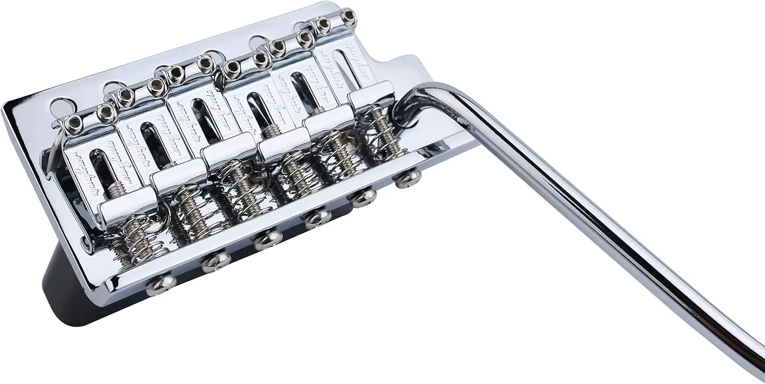 Guyker Tremolo Bridge Vintage Bent Steel Saddles and Zinc Block Compatible with Start ST Electric Guitar (GG-1004, Chrome)