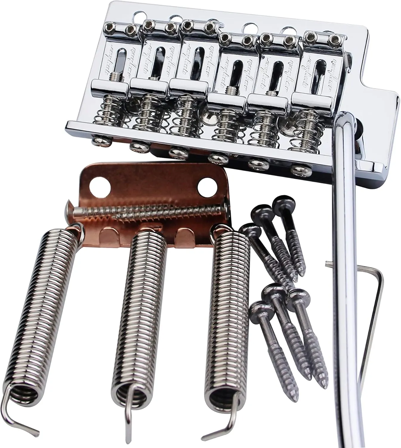 Guyker Tremolo Bridge Vintage Bent Steel Saddles and Zinc Block Compatible with Start ST Electric Guitar (GG-1004, Chrome)