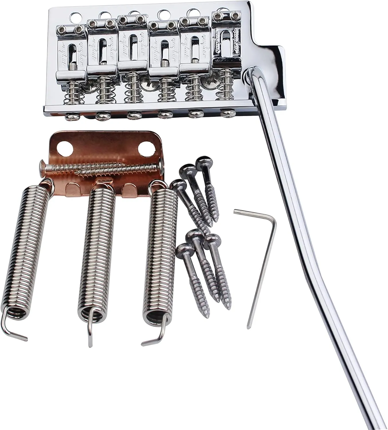 Guyker Tremolo Bridge Vintage Bent Steel Saddles and Zinc Block Compatible with Start ST Electric Guitar (GG-1004, Chrome)