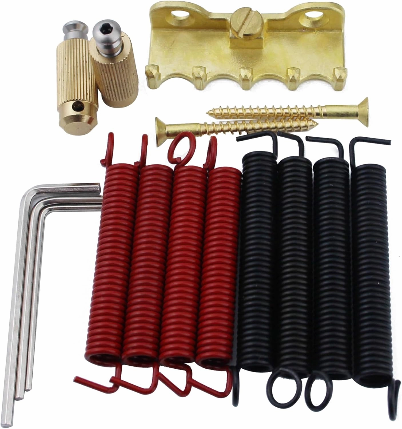 Guyker Guitar Tremolo Bridge String Spacing 10.8MM with Brass Saddle and Brass Block & Bridge Stud, Spring and Claw, Pop-In Vibrato Bar, Complete Install Kit, GG1009 Chrome