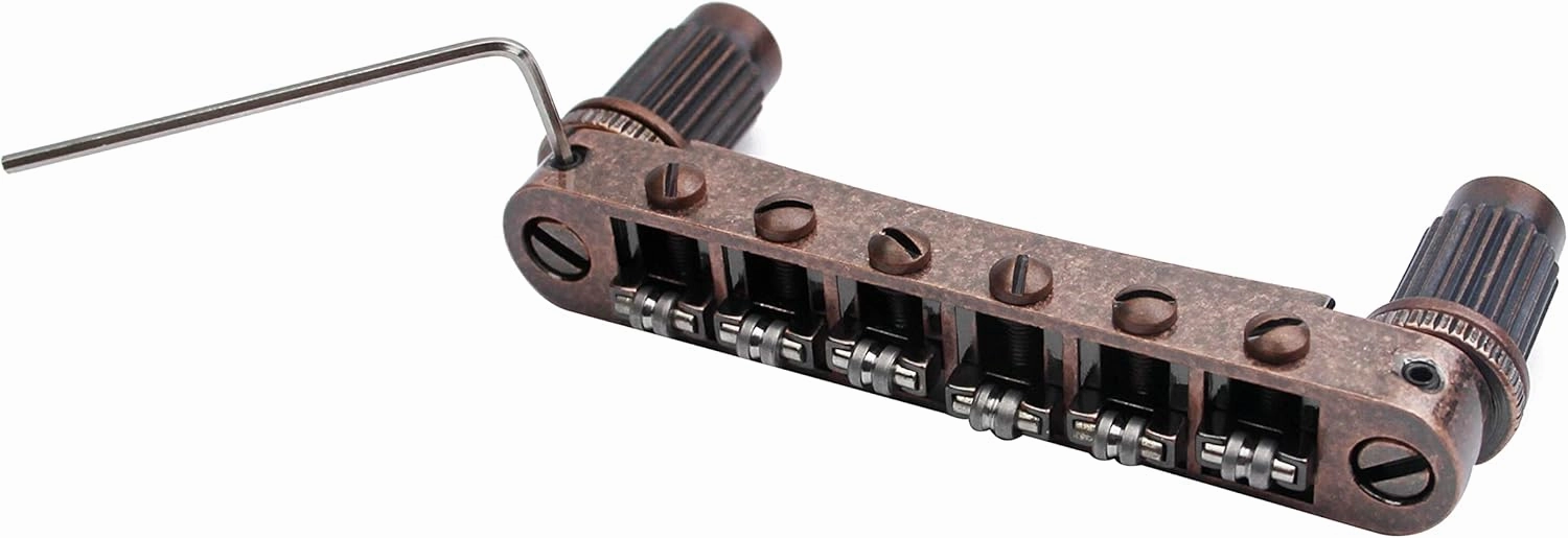 Guyker Guitar Tune-O-Matic Roller Saddle Bridge Replacement Part Compatible with Gibson Les Paul LP SG Style 6 String Electric Guitar - GM005, Bronze