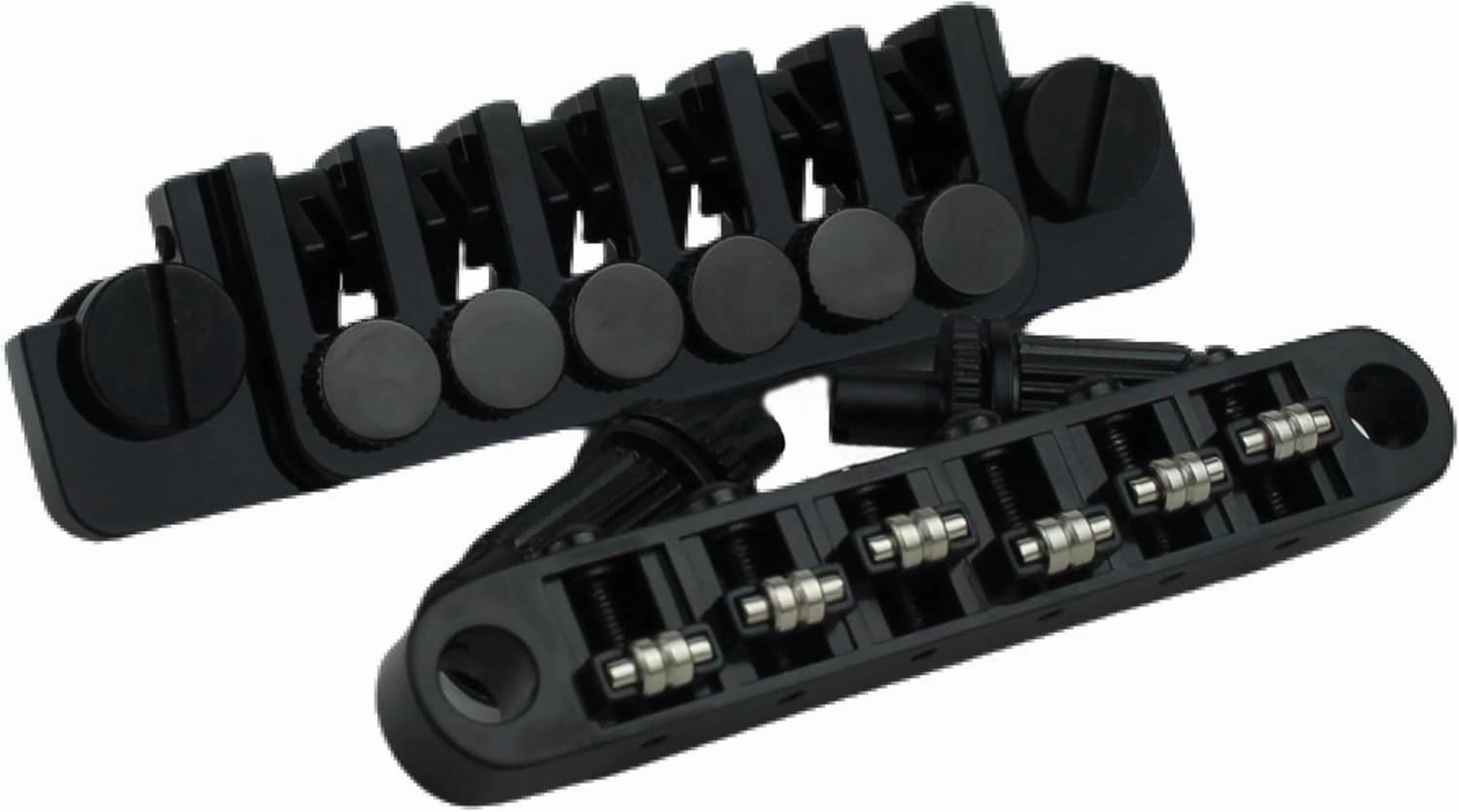 Guyker LP Guitar Tune-O-Matic Roller Saddle Bridge GM005   Vintage TP-6 Tailpiece Stop Bar Lock Combo Replacement Compatible with Les Paul LP 6 Strings Electric Guitar, Black