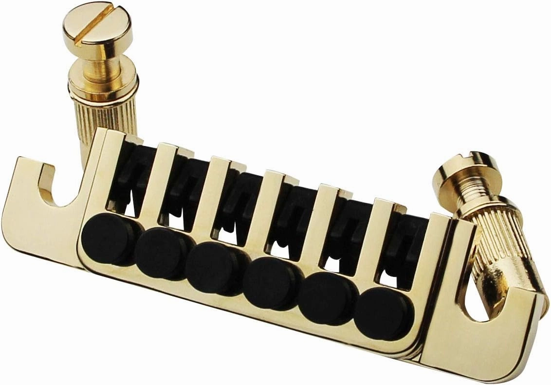 Guyker LP Guitar Tune-O-Matic Roller Saddle Bridge GM005   Vintage TP-6 Tailpiece Stop Bar Lock Combo Replacement Compatible with Les Paul LP 6 Strings Electric Guitar, Gold