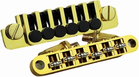 Guyker LP Guitar Tune-O-Matic Roller Saddle Bridge GM005   Vintage TP-6 Tailpiece Stop Bar Lock Combo Replacement Compatible with Les Paul LP 6 Strings Electric Guitar, Gold