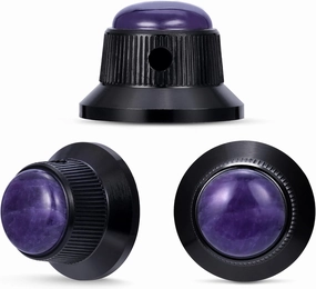Guyker Top Hat Guitar Bass Potentiometer Control Knobs with 6mm Dia. Shaft Pots - 3PCS Aluminium Alloy Bell Speed Tone Volume Knob for Electric Guitar or Precision Bass, Amethyst Stone Top