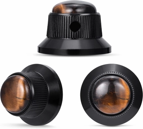 Guyker Top Hat Guitar Bass Potentiometer Control Knobs with 6mm Dia. Shaft Pots - 3PCS Aluminium Alloy Bell Speed Tone Volume Knob for Electric Guitar or Precision Bass, Tiger-Eye Top