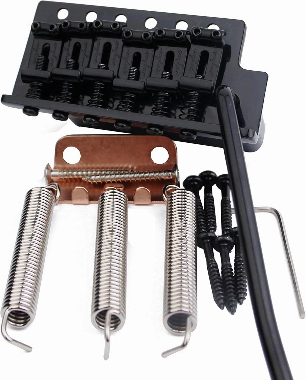 Guyker Tremolo Bridge Vintage Bent Steel Saddles and Zinc Block Compatible with Start ST Electric Guitar (GG-1004, Black)