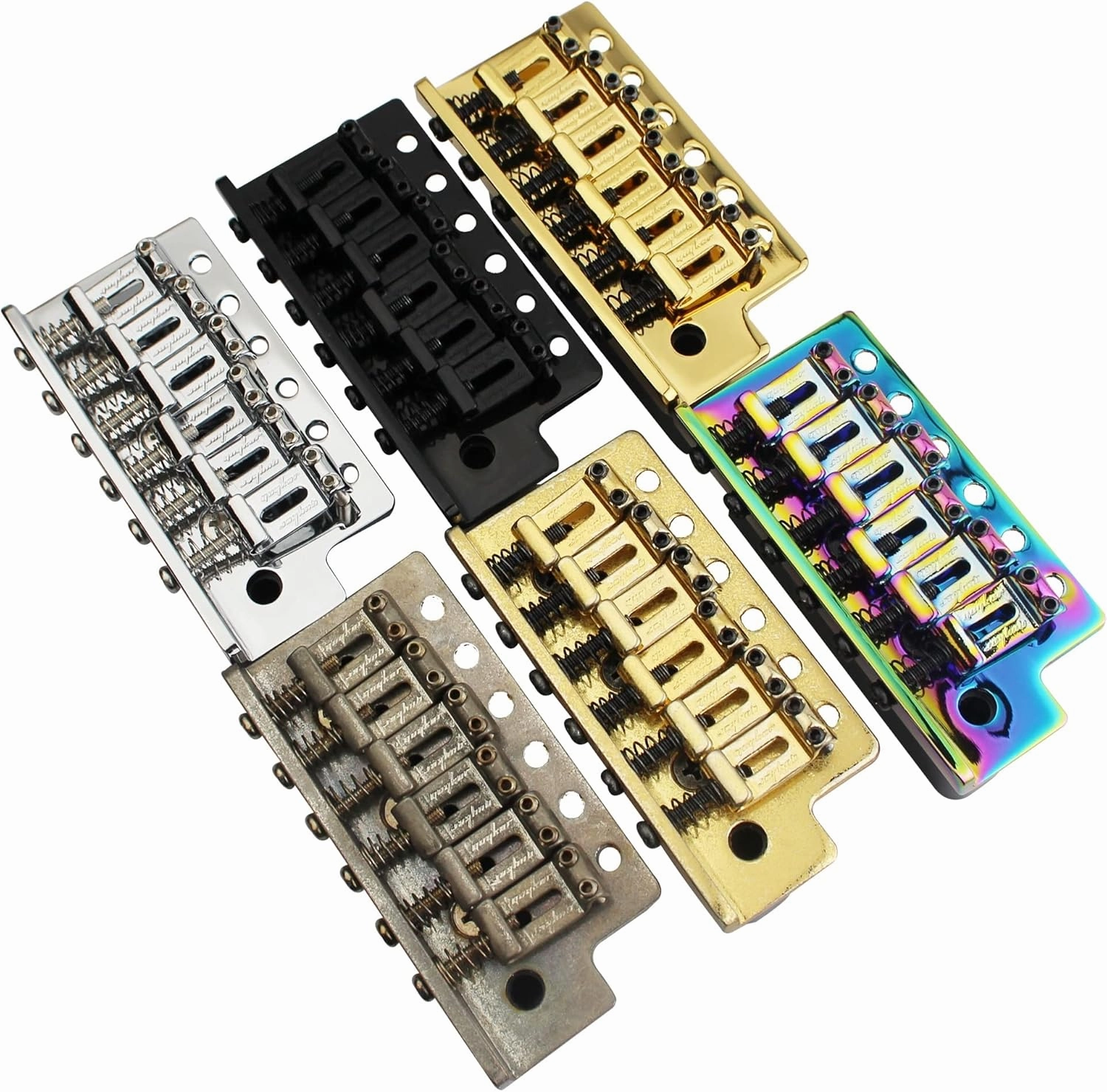 Guyker Tremolo Bridge Vintage Bent Steel Saddles and Zinc Block Compatible with Start ST Electric Guitar (GG-1004, Black)