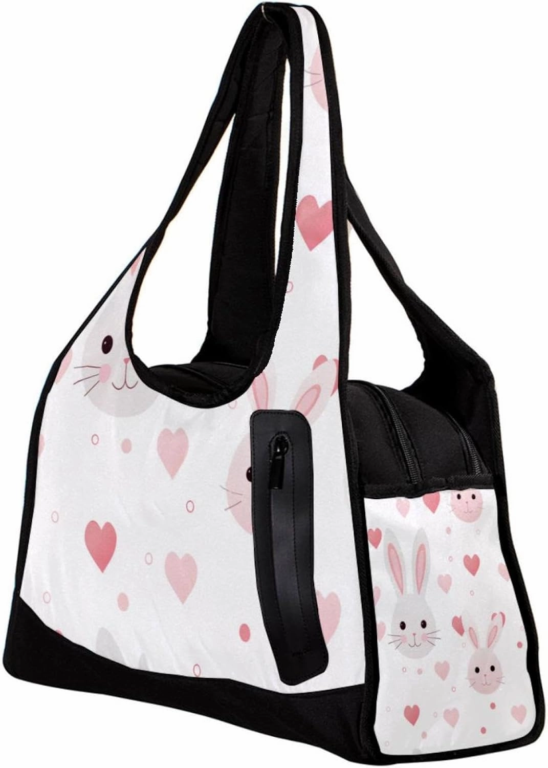Gym Bag for Women,Small Gym Bag for Men,Bunny Face and Heart,Overnight Bag