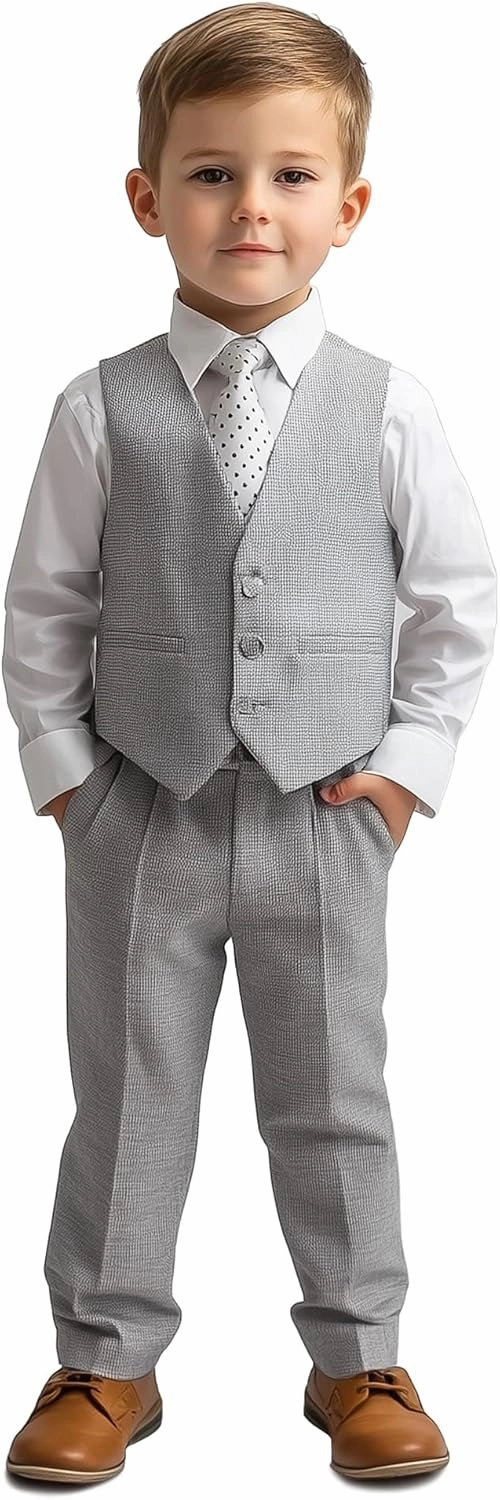 Haggar Boys' 4-Piece Vest, Dress Shirt & Tie Set