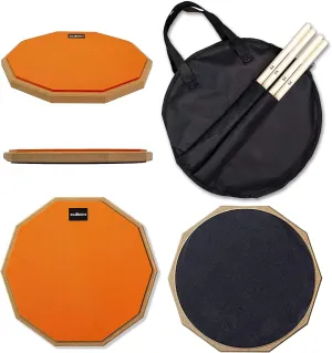 HAIRIESIS Snare Drum Practice Pad,12-Inch Practice Drum Pad,Double Sided Silent Drum Pad and Sticks,Drum Pads Carry Bag