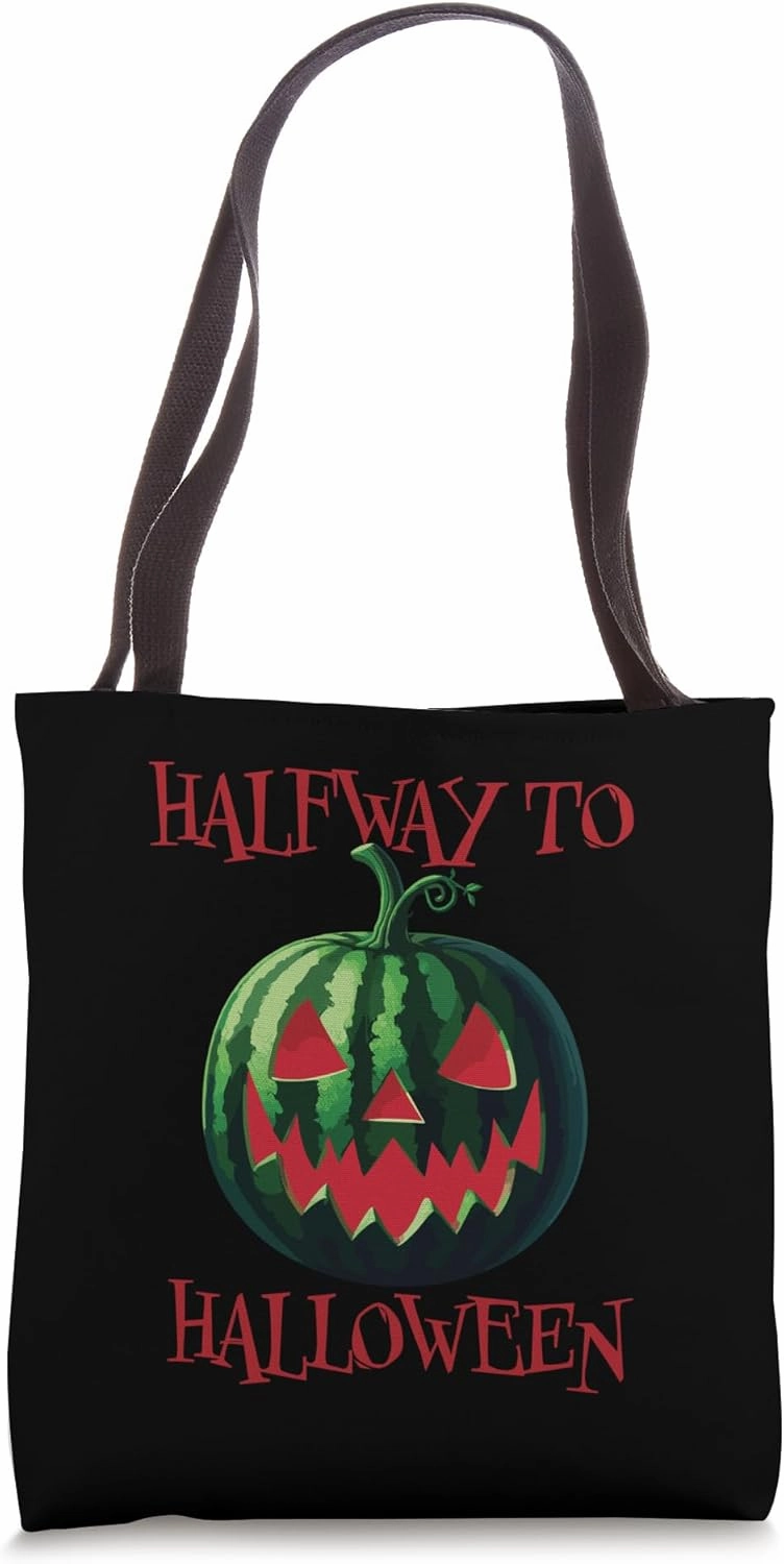 Halfway to Halloween Watermelon Jack-O-Lantern Spooky Summer Tote Bag